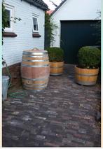 Houten bloembak half wijnvat whiskyvat palmboom kruidenbak, Tuin, Gerard Krale, Rond, Nieuw