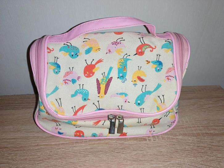 Toilettas met vrolijke vogels, Sieraden, Tassen en Uiterlijk, Toilettassen, Zo goed als nieuw, Meisje, Ophalen of Verzenden