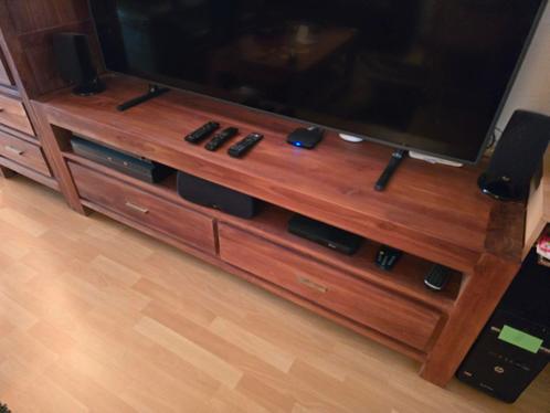 Massief houten tv-meubel, Huis en Inrichting, Kasten | Televisiemeubels, Zo goed als nieuw, Minder dan 100 cm, 150 tot 200 cm