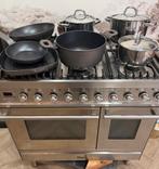 Boretti Fornuis 90cm + Pannenset, Ophalen, Gebruikt, 60 cm of meer, Gas