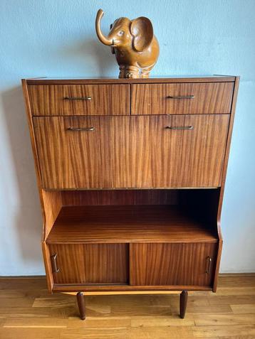 Vintage Design Jaren 70 Teak wandkastje secretaire Kast beschikbaar voor biedingen