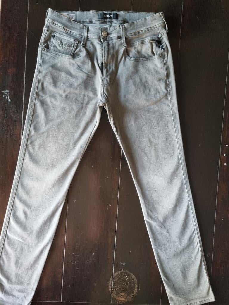 ZGAN GRIJZE REPLAY ANBASS SLIM SKINNY HYPERFLEX STRETCH33/32, Ophalen of Verzenden, Zo goed als nieuw, W33 - W34 (confectie 48/50)