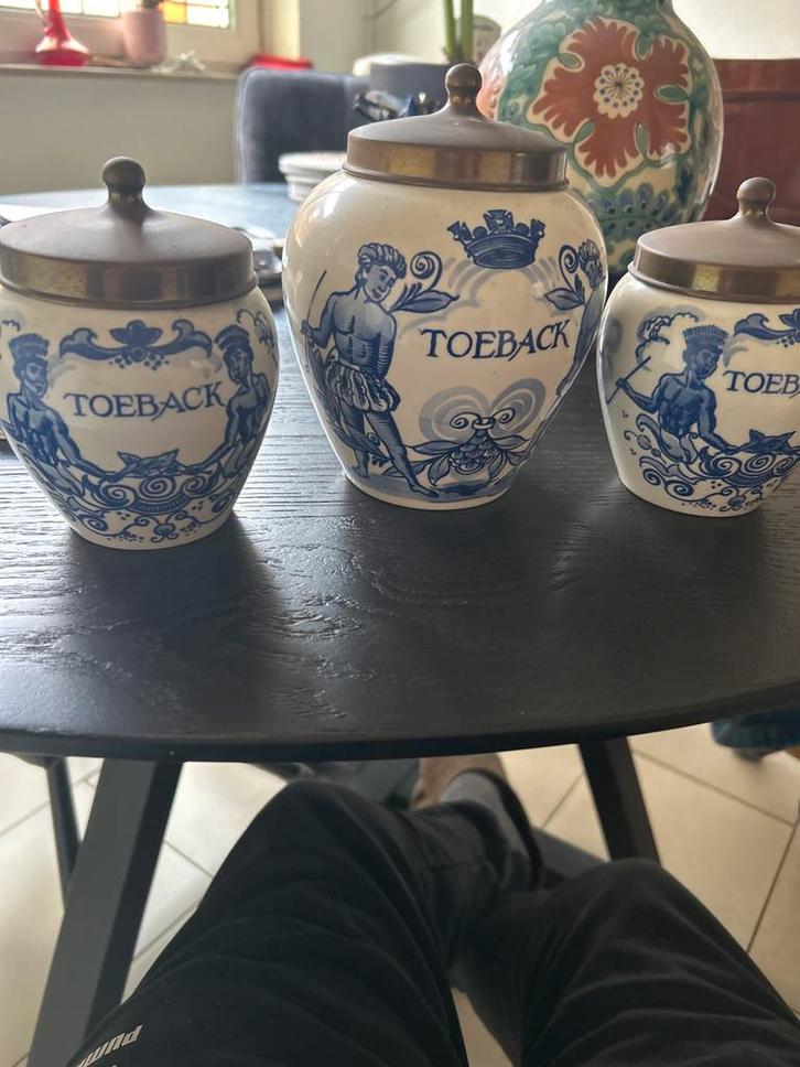Delfts Blauw Toeback Potten - Set van 3, Antiek en Kunst, Antiek | Keramiek en Aardewerk, Ophalen of Verzenden