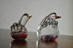 Vintage Beeldje Eend Glas 6,5 en 5,5 cm, Verzamelen, Dierenverzamelingen, Vogel, Gebruikt, Ophalen of Verzenden, Beeldje of Figuurtje