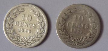Willem III 10 Cent 1876 en 1879 Zilver beschikbaar voor biedingen