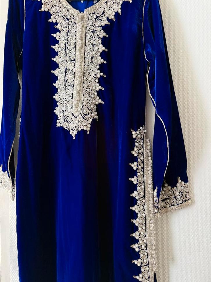 Marokkaanse jurk tuniek maat s/m blauw zgan takshita, Kleding | Dames, Gelegenheidskleding, Zo goed als nieuw, Overige typen, Maat 38/40 (M)