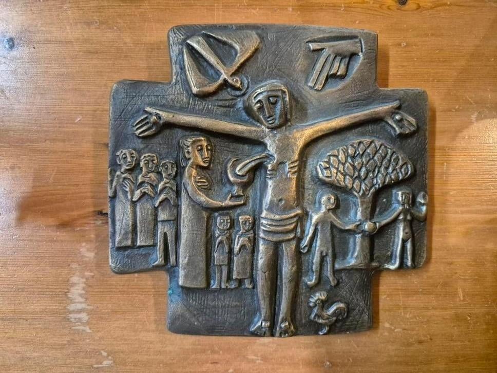 Bronzen Kruis Egino Weinert - Adam en Eva, Ophalen of Verzenden