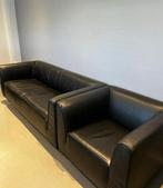 Gelderland 4800 zwart leer 2,5 zits bank met 2 fauteuils, Ophalen, Gebruikt, Overige maten, 150 tot 200 cm