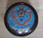 Oude Cloisonné dekdelpot met Drakenmotief - 12 cm, Ophalen of Verzenden