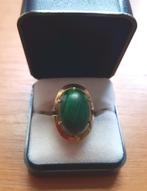 Vintage gouden ring met malachiet, Verzenden, 17 tot 18