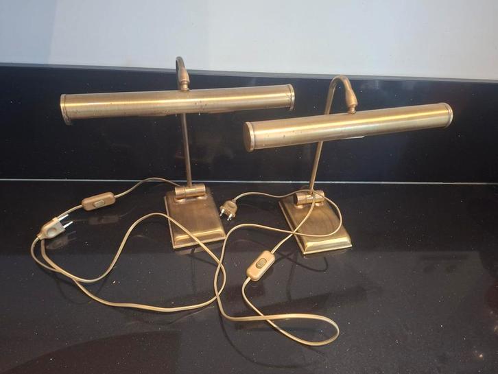 Twee vintage messing bureaulampen, Muziek en Instrumenten, Orgels, Gebruikt, Overige typen, Ophalen of Verzenden