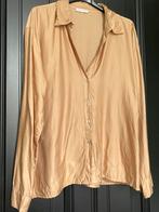Vintage viscose zijde beige abrikoos satijnen blouse italy, Beige, Maat 42/44 (L), Ophalen of Verzenden, Zo goed als nieuw