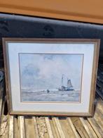 Aquarel J.H. Weissenbruch - Schepen op het strand, Ophalen