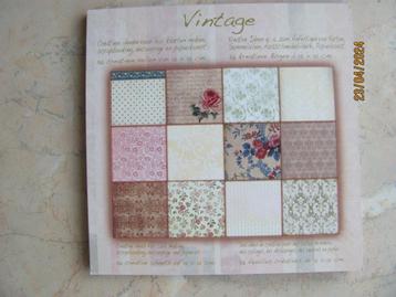 NIEUW papier VINTAGE paperpad 12 DESIGNS bruin beige BEHANG beschikbaar voor biedingen