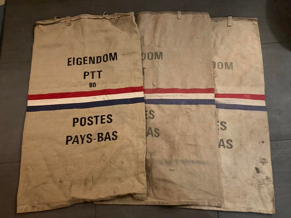 Set van  vintage PTT postzakken – linnen – groot, Huis en Inrichting, Ophalen of Verzenden, Gebruikt
