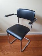 Vintage buisframe stoel zwart, Huis en Inrichting, Stoelen, Ophalen, Zwart, Leer, Eén