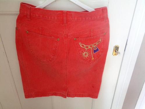 vintage: MONDILINE spijkerrokje:mt L, Kleding | Dames, Rokken, Zo goed als nieuw, Maat 42/44 (L), Rood, Boven de knie, Ophalen of Verzenden