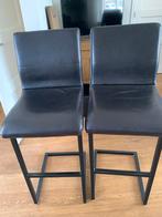 Zwart buffel leren barstoelen, Huis en Inrichting, Barkrukken, 2 krukken, Ophalen of Verzenden, Zo goed als nieuw