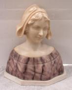 antieke art nouveau albasten buste jong meisje, Antiek en Kunst, Curiosa en Brocante, Ophalen