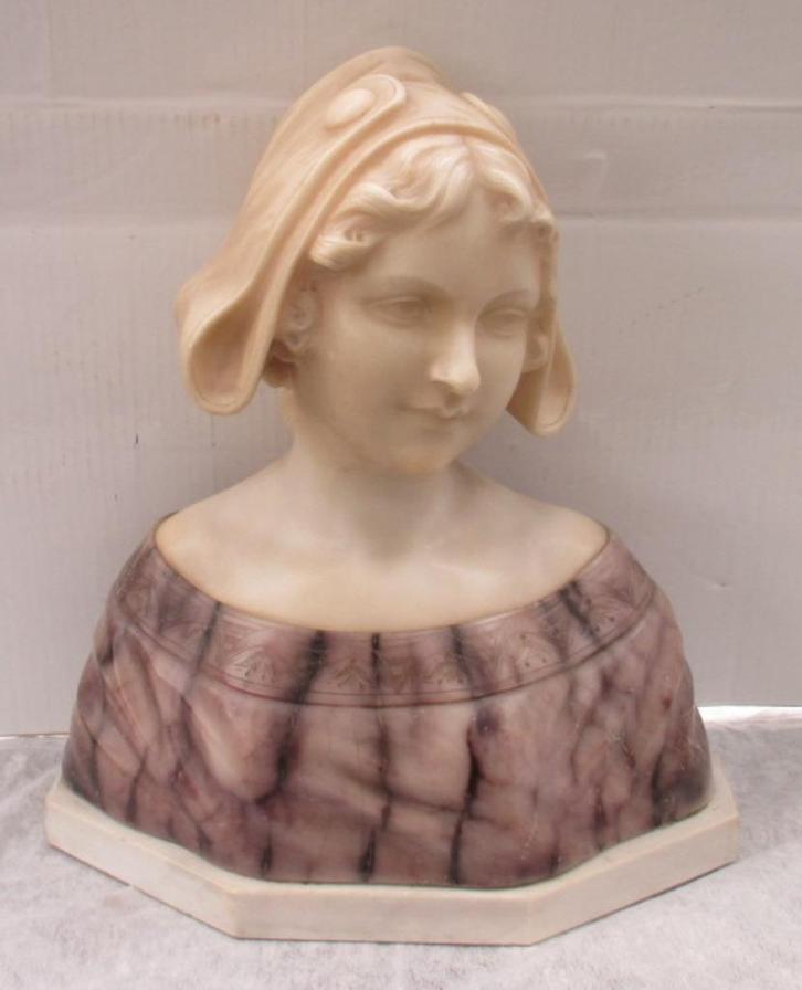 antieke art nouveau albasten buste jong meisje, Antiek en Kunst, Curiosa en Brocante, Ophalen