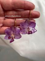 Prachtige echte kleine Orchidee oorbellen Liefdevol Cadeau, Ophalen, Overige materialen, Hangers, Paars