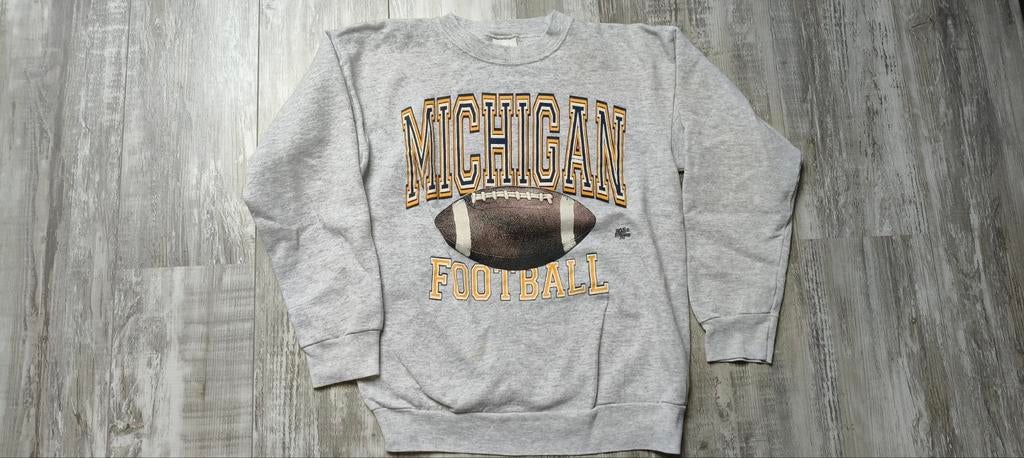 Vintage Michigan College Sweater - Crewneck - 90's - NCAA, Ophalen of Verzenden, Gedragen, Maat 46 (S) of kleiner, Grijs