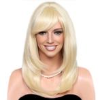 Pruik schouderlengte lichtblond steil haar Lollipop, Verzenden, Nieuw, Pruik of Haarverlenging