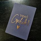 Kaart wenskaart veel geluk tekst hartje goudfolie kaartje, Verzenden, Nieuw