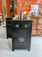 Indiaas Boho Kastje Zwart met Lade, Huis en Inrichting, Kasten | Ladekasten, Ophalen, Minder dan 50 cm, 1 of 2 laden, .