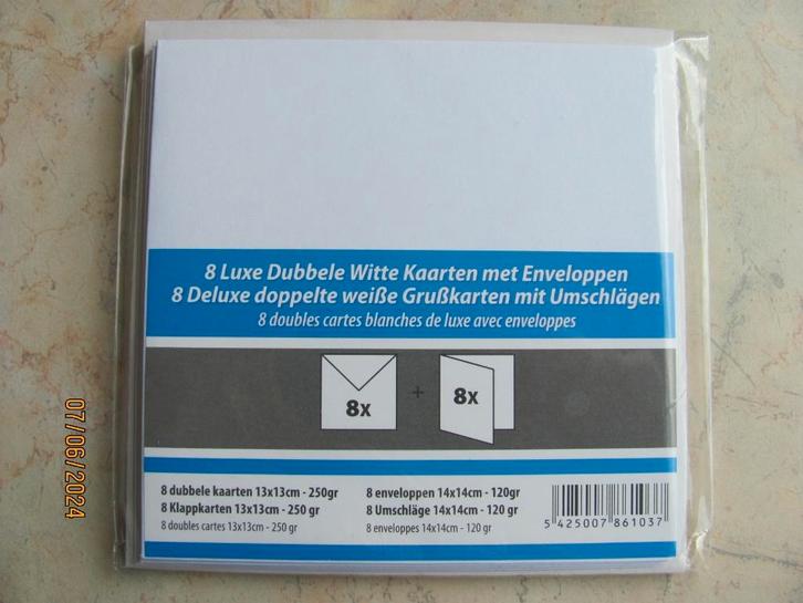 NIEUW set LUXE witte KAARTEN dubbel ENVELOP vierkant papier, Diversen, Papierwaren, Nieuw, Ophalen of Verzenden