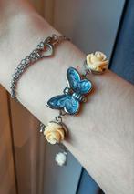Nieuw armbandje met vlinder en roosjes, Ophalen of Verzenden, Nieuw, Zilver