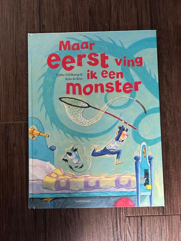 Maar eerst ving ik een monster - prentenboek, Boeken, Kinderboeken | Baby's en Peuters, Zo goed als nieuw, 3 tot 4 jaar, Uitklap-, Voel- of Ontdekboek