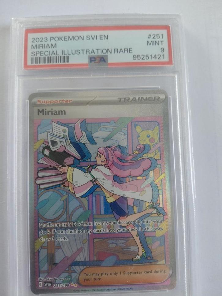 Pokemon Miriam Special Illustration Rare PSA 9, Hobby en Vrije tijd, Verzamelkaartspellen | Pokémon, Zo goed als nieuw, Losse kaart