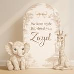 Gepersonaliseerde Babyfeest Backdrop met Dieren baby dior, Ophalen of Verzenden, Nieuw, Geboorte of Huwelijk