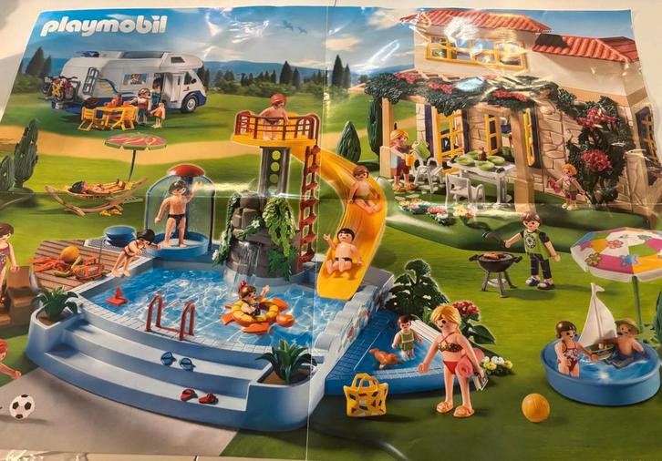Playmobil Zomerset met zwembad,  villa en camper, Kinderen en Baby's, Speelgoed | Playmobil, Zo goed als nieuw, Complete set, Ophalen of Verzenden