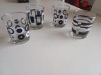 Vintage Ikea Henrik Preutz - Jaren ‘80 glazen zwart met wit, Huis en Inrichting, Glas of Glazen, Gebruikt, Ophalen of Verzenden