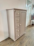 Grenen brocante spekkast / ladekast in een mooie roze tint, Ophalen, Gebruikt, 5 laden of meer, 100 tot 150 cm