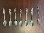 Alpaca, een nikkel legering lepeltjes 6 stuks en een vorkje., Ophalen of Verzenden