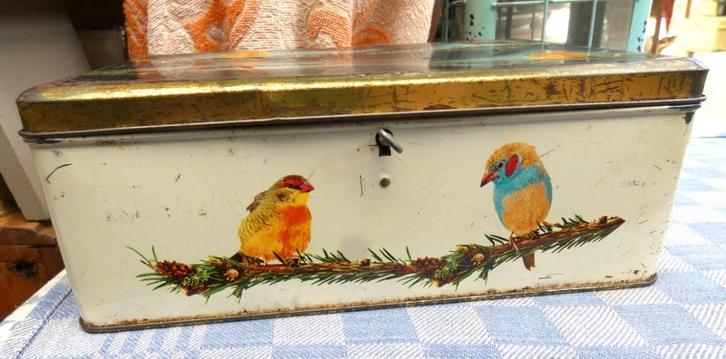 oud blik/ BIRDS voorraadblik/ blik met sleuteltje, Verzamelen, Blikken, Gebruikt, Overige, Overige merken, Ophalen of Verzenden