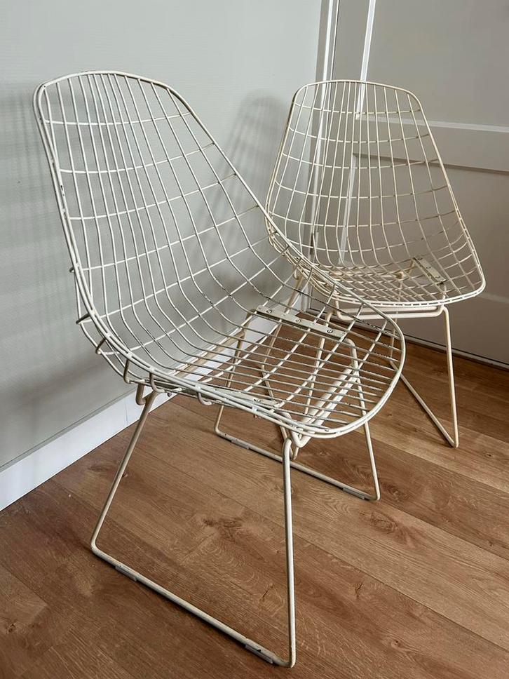 2 Pastoe SM05 stoelen Cees Braakman, Huis en Inrichting, Stoelen, Gebruikt, Twee, Metaal, Wit, Ophalen