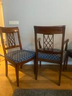 6 Klassieke Eetkamerstoelen met Blauwe Bekleding, Ophalen, Gebruikt, Blauw, Vijf, Zes of meer stoelen