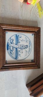 Delfsblauwe Tegel met Houten Lijst, Ophalen of Verzenden