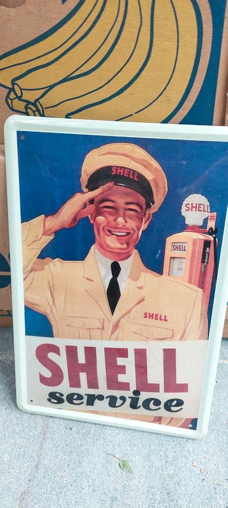 Vintage Shell Service Emaille Reclamebord, Verzamelen, Merken en Reclamevoorwerpen, Gebruikt, Reclamebord, Ophalen of Verzenden