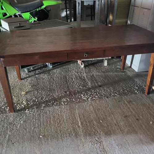 Prachtige oude hardhouten tafel., Huis en Inrichting, Tafels | Eettafels, Gebruikt, 50 tot 100 cm, 200 cm of meer, Vijf personen of meer