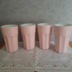 4 Grote bekers melkbekers roze, Ophalen of Verzenden, Zo goed als nieuw, Overige stijlen, Kop(pen) en/of Schotel(s)