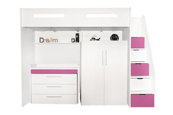 Options hoogslaper - 90x200 - Wit/roze (zelf samen te stelle beschikbaar voor biedingen