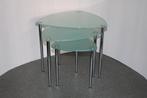 3-delige bijzettafeltjes sandblasted 3-poot triangel vintage, 45 tot 60 cm, Minder dan 55 cm, Gebruikt, Ophalen of Verzenden