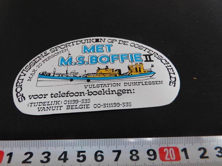 sticker hengelsport ms boffie II vissen duiken colijnsplaat, Verzamelen, Stickers, Zo goed als nieuw, Ophalen