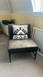 Leren stoel, Barcelona stijl, Huis en Inrichting, Fauteuils, Ophalen, Gebruikt, 50 tot 75 cm, Leer
