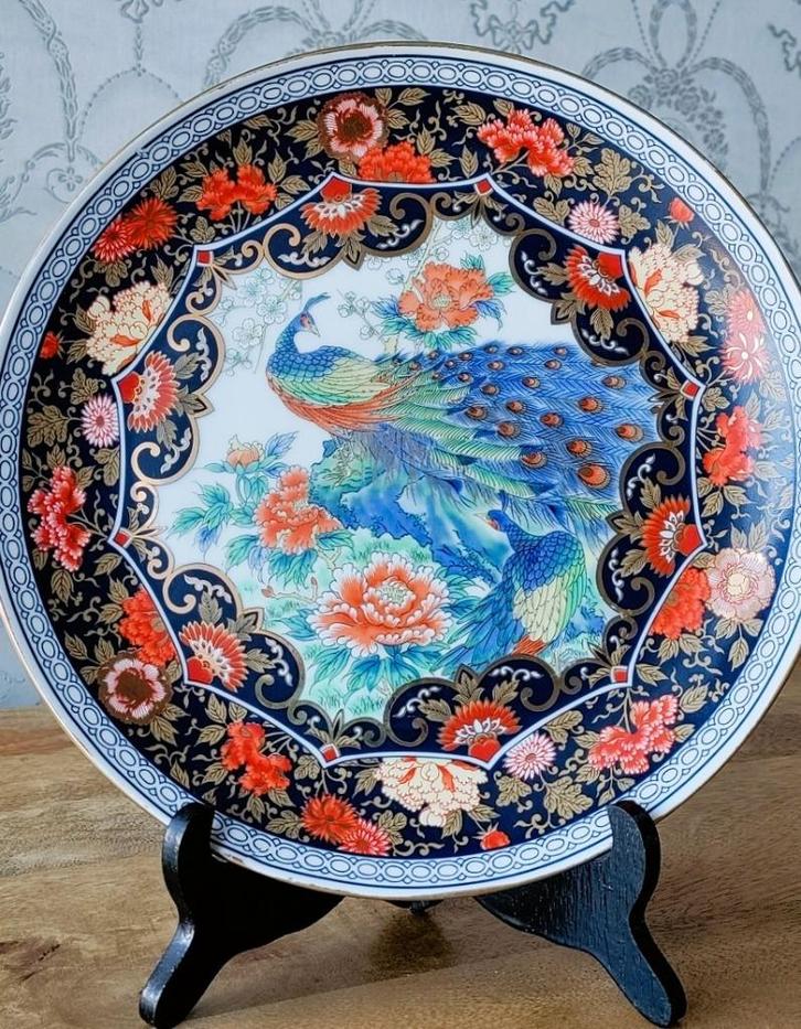 VINTAGE ROYAL PEACOCK JAPANS IMARI STIJL GROOT BOORD, Antiek en Kunst, Antiek | Wandborden en Tegels, Ophalen of Verzenden